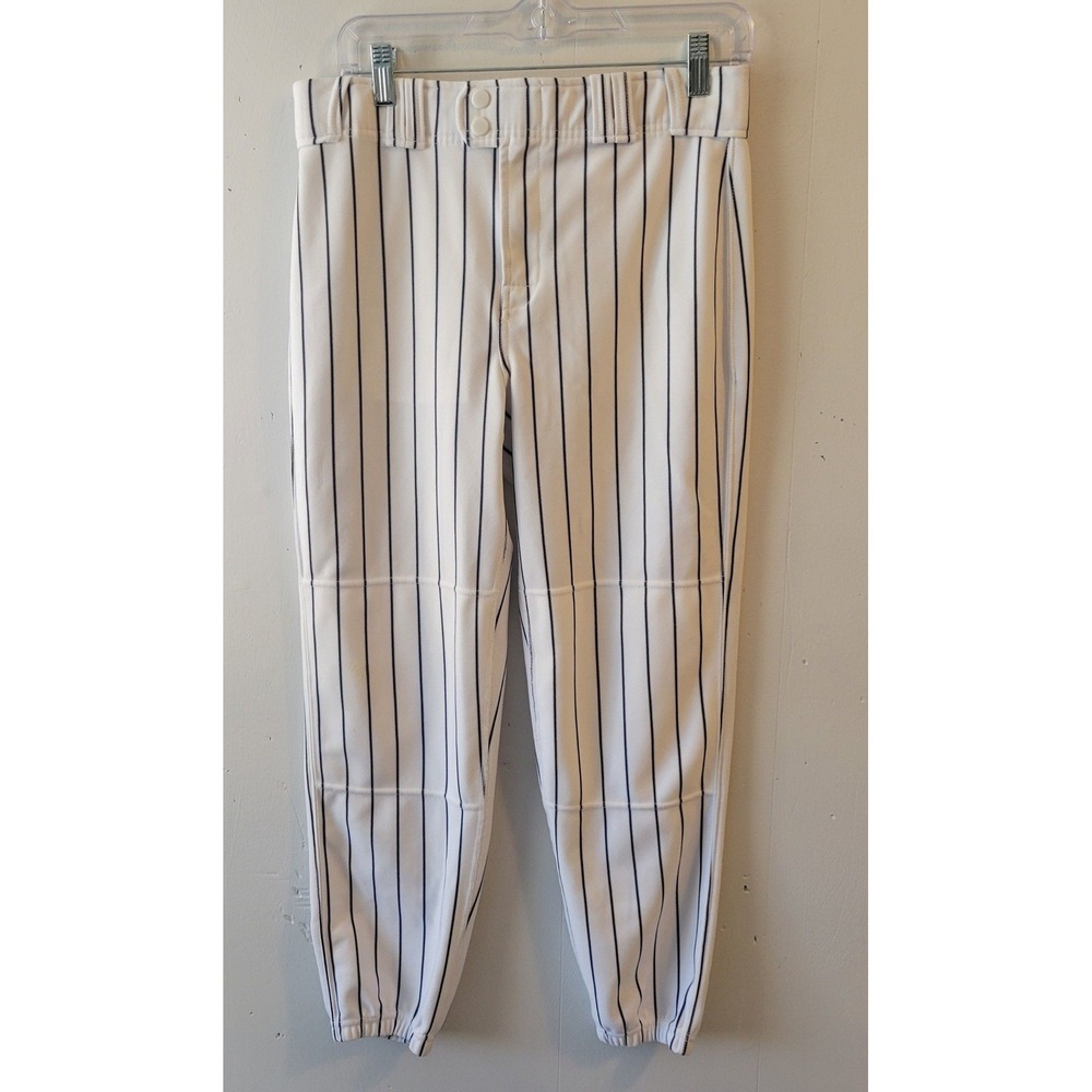 Rawlings Kids White Navy Pinstripe Baseball Pants Double Knee Athletic 2XL